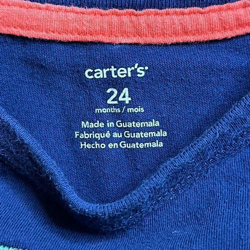 Carters long sleeve shirt 24 months Blue White striped rugby shirt cotton